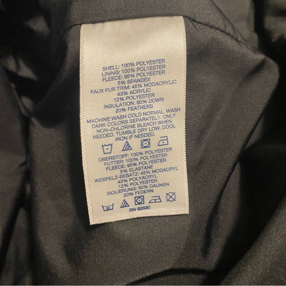 Lands' End Black Squall Parka Down Coat with Faux Fur Trim. - Picture 7 of 8